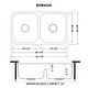preview thumbnail 11 of 9, Ruvati 32-inch Low-Divide 50/50 Double Bowl Undermount 16 Gauge Stainless Steel Kitchen Sink - RVM4350 - 32-1/4″ x 18-7/8″