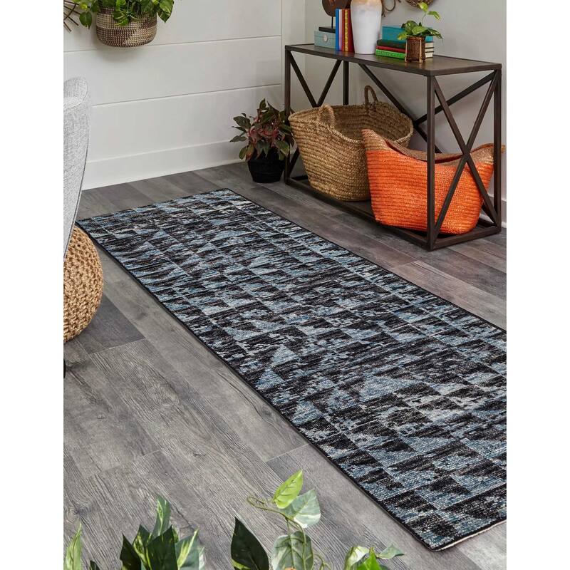ECARPETGALLERY Hand-knotted Opulence Light Blue Wool Rug - 2'4 x 8'3