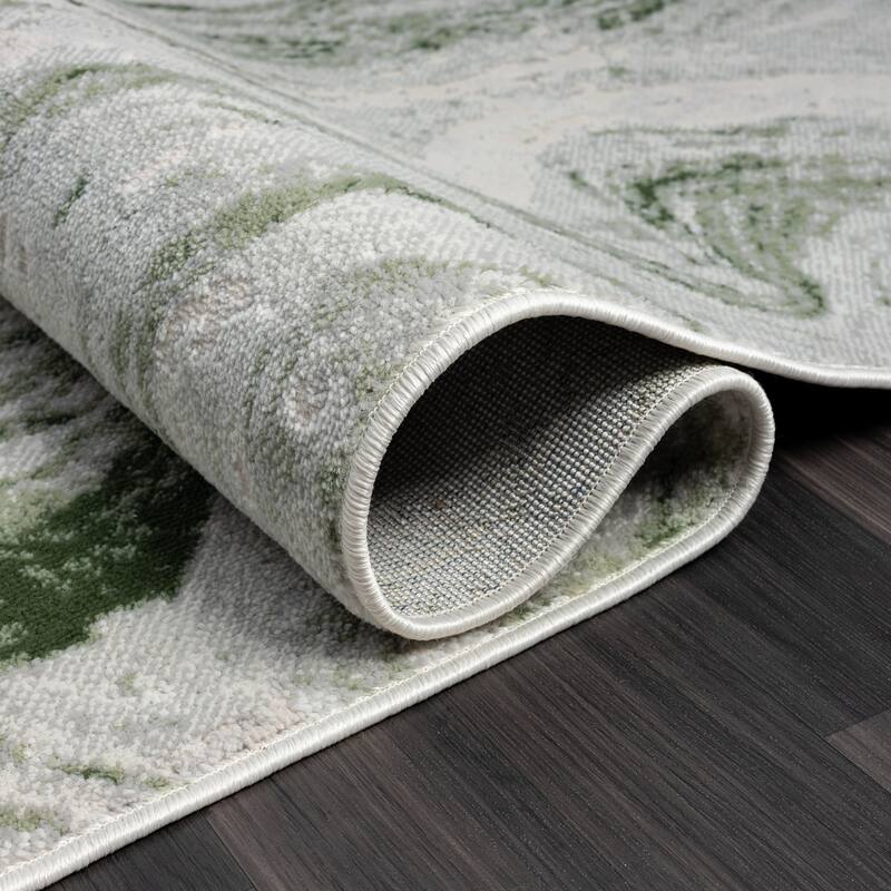 Abani Atlas Collection ATL180A Abstract Grey Green Area Rug