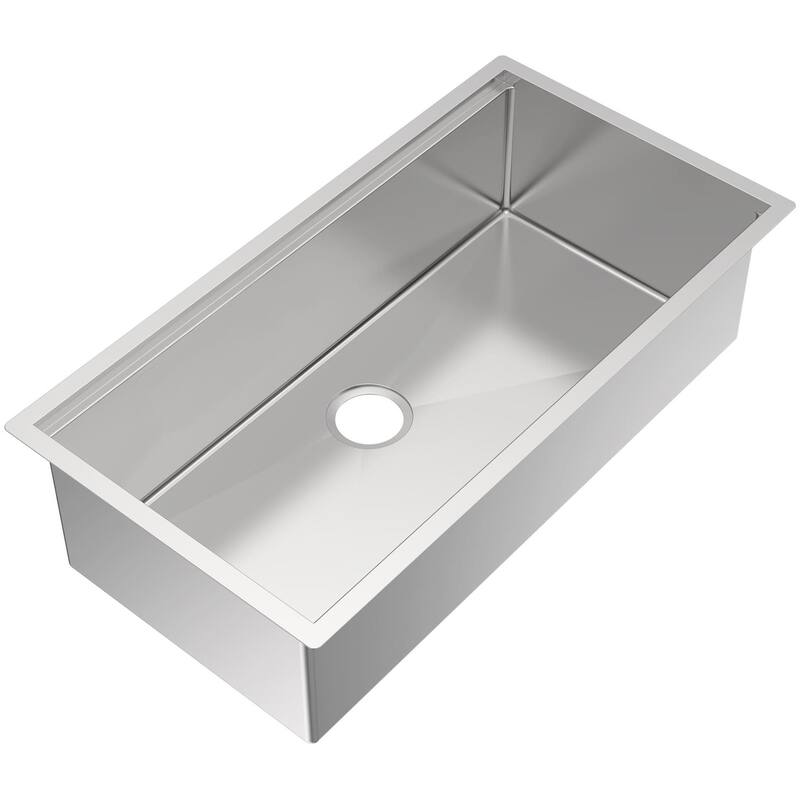 Whitehaus WHSW3619 36" Undermount Single Basin Stainless Steel Kitchen - Brushed Stainless Steel