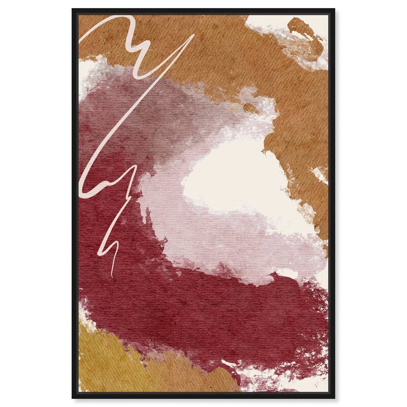 Art Remedy Burgundy And Cork Framed Boho Abstract 1 Piece Canvas Wall Art - 21 x 31 - Black