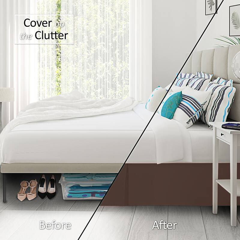 Clara Clark Pleated Bed Skirt-14 inch Tailored Drop - Soft Double Brushed Premium Microfiber Ruffle Bed Skirt - Includes 8 Pins