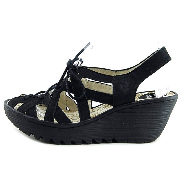 fly black wedge sandals