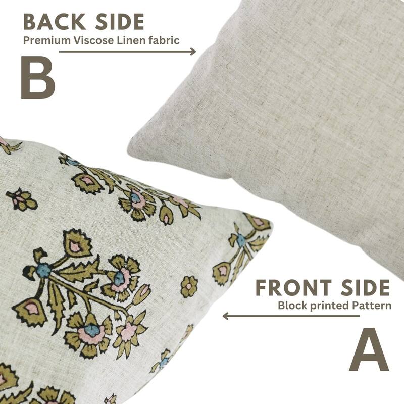 Fabdivine Floral Linen Cushion Cover Home Decor 20x20 Inch, Sadabahar