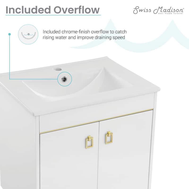 Swiss Madison SM-BV710 Lumiere 24" Free Standing Single Basin Vanity