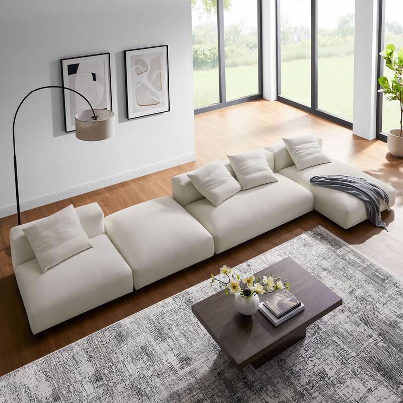 Solace 4-Piece Modular Upholstered Fabric Sectional Sofa