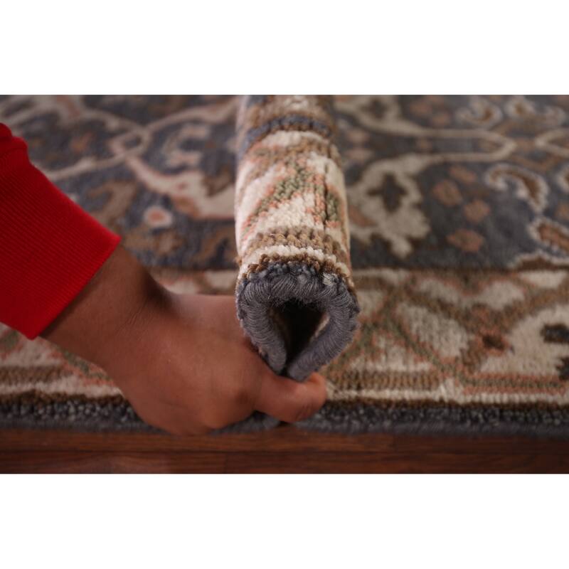 Oushak Oriental Runner Rug Handmade Blue Wool Carpet - 2'7"x 8'5"