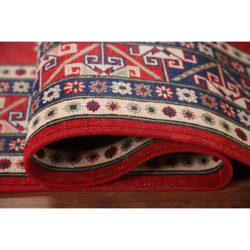 Red Kazak Area Rug Hand-Knotted Wool Carpet - 6'8" x 9'3"
