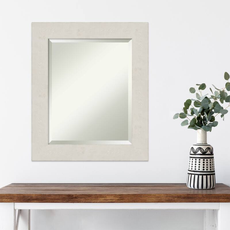 Beveled Wall Mirror - Rustic Plank Espresso Frame