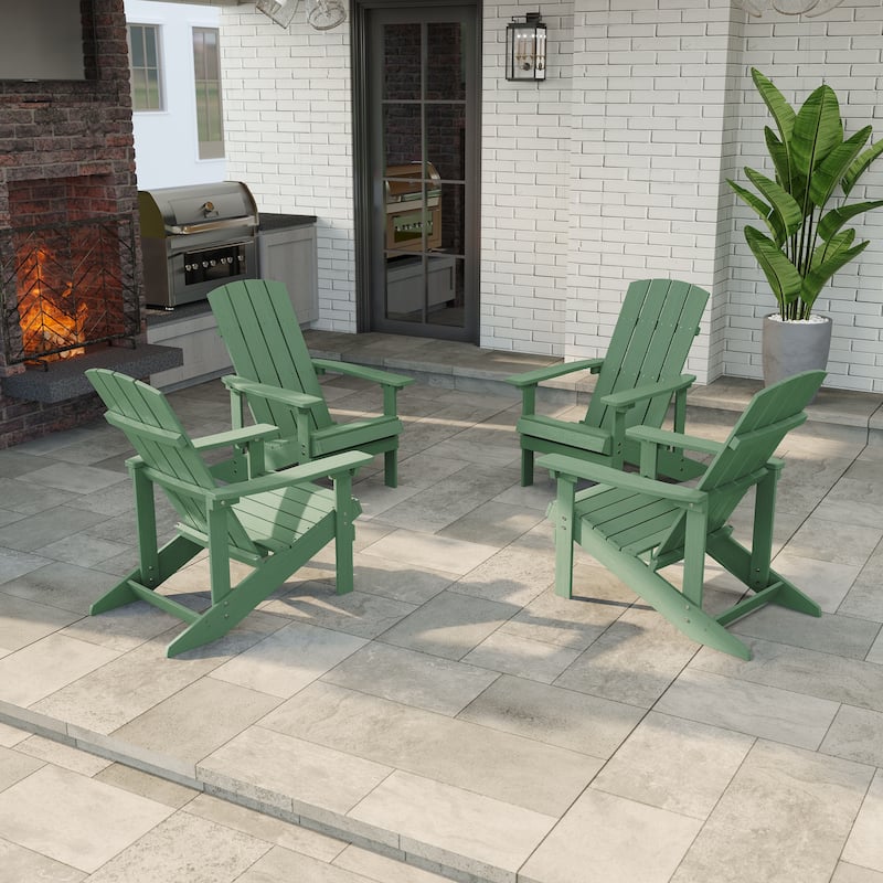 LIVOOSUN Outdoor Recycled Plastic Modern Outdoor Adirondack Chair Set of 1/2/4