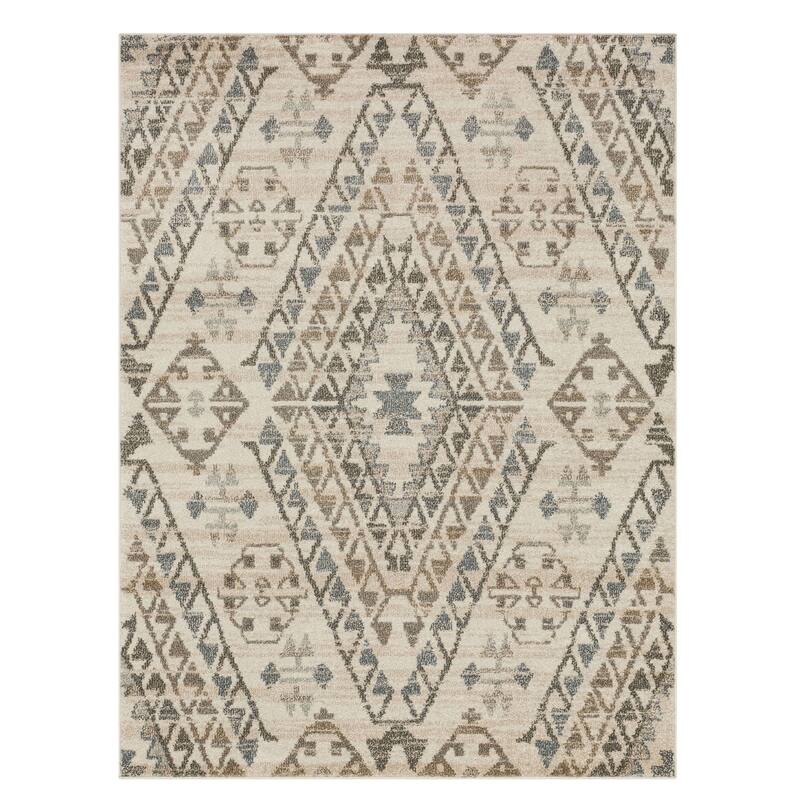 Mohawk Home Fleming Southwestern Striped Medallion Area Rug - 5' 3" x 8' - Grey - Runner/Rectangle