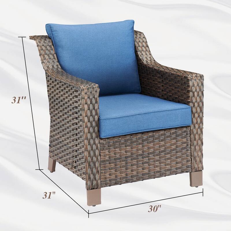 Patio Chairs and Ottomans with Coffee Table