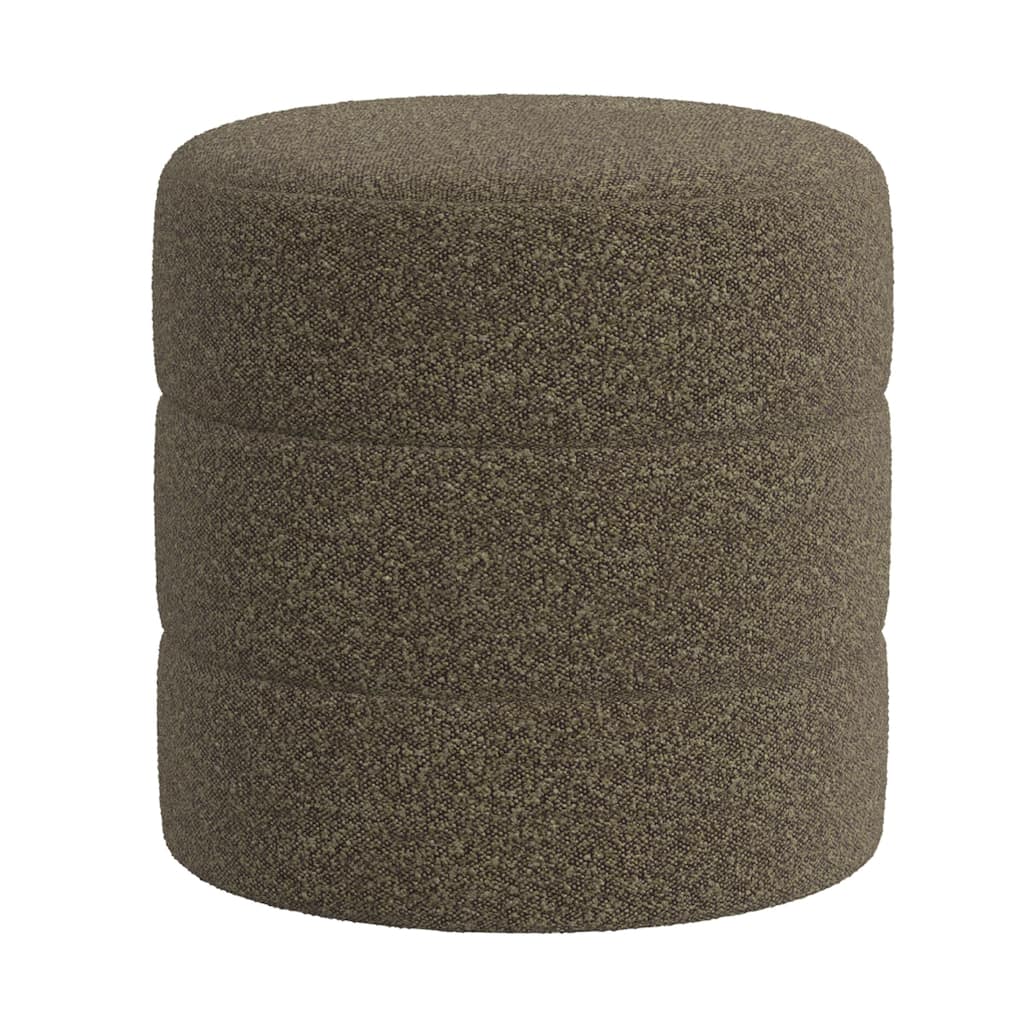 Sem 18 Inch Dark Brown Channel-Stitched Boucle Round Accent Ottoman