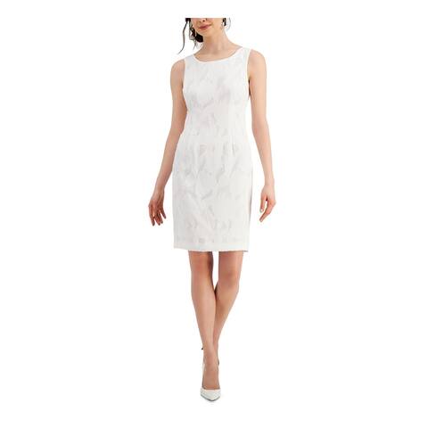 KASPER Womens White Sleeveless Scoop Neck Above The Knee Sheath Dress 18