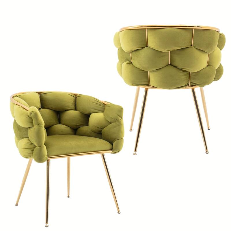 Modern Luxury Velvet Single Sofa Chair, Set of 2 - Olive Green