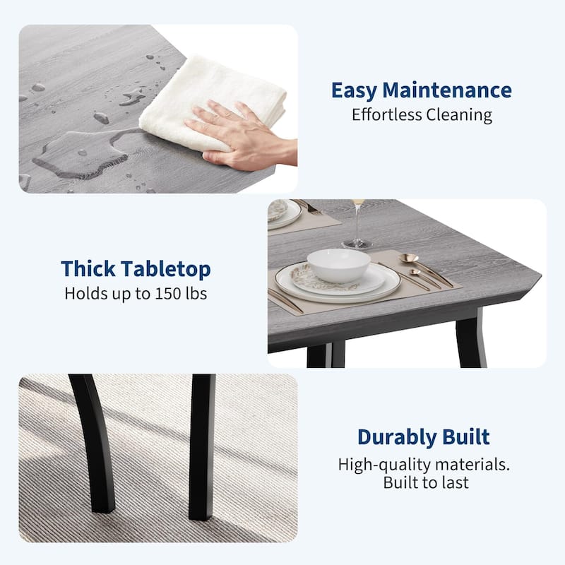 4-Piece Dining Table, With 2 Chairs and PU Upholstered Bench