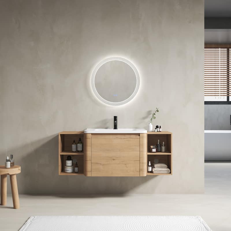 Wall-Mounted Bathroom Vanity with Ceramic Sink