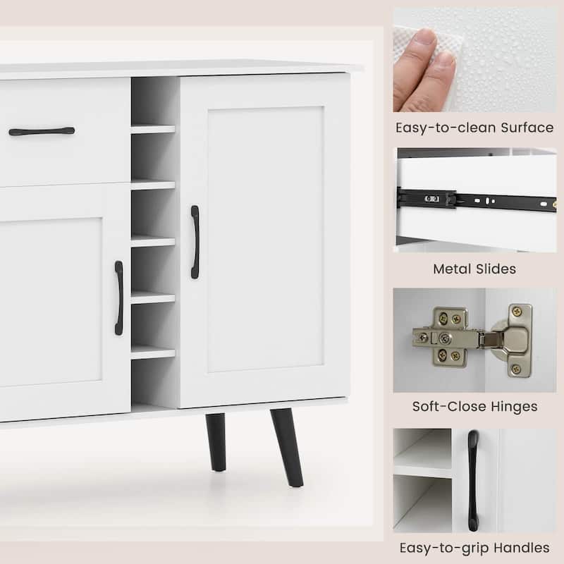 Costway 2-Door Wine Bar Cabinet Kitchen Sideboard Buffet with Drawer & - See Details