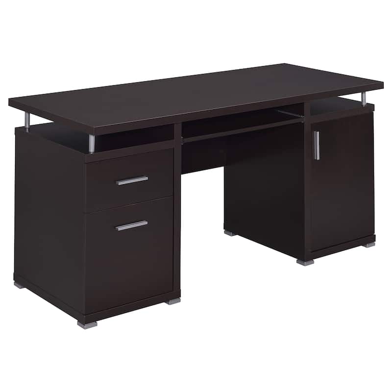 GDFStudio - Rochelle 2-Drawer Office Computer Desk with Storage Drawer, Door Cabinet