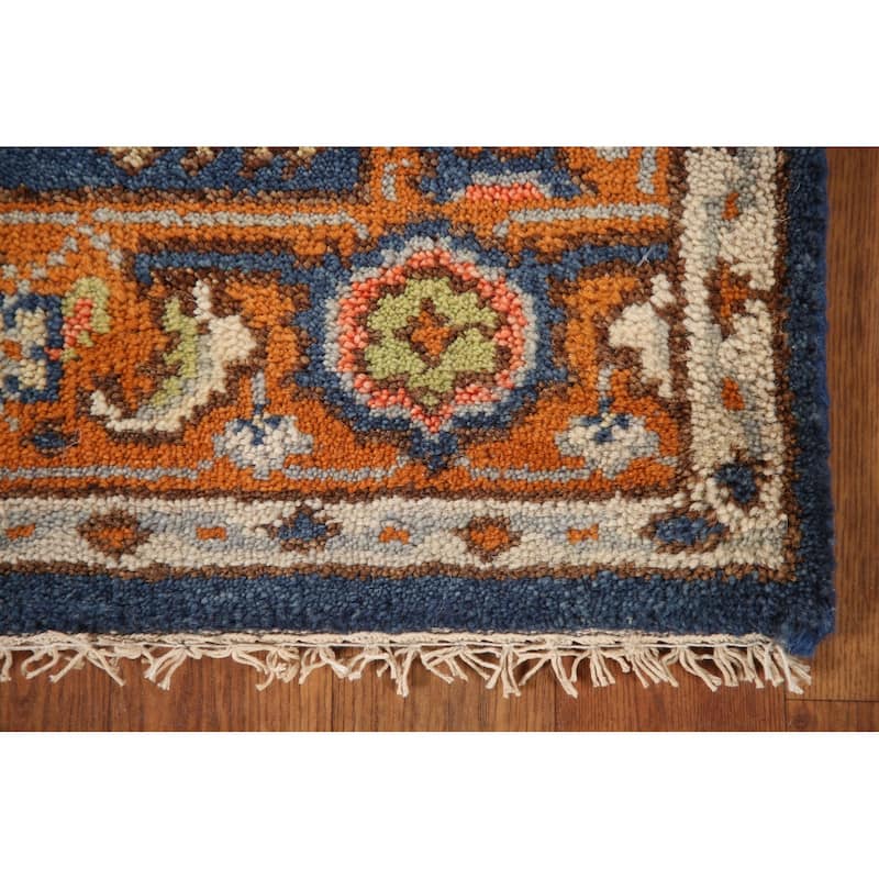 Blue Floral Heriz Serapi Indian Accent Rug Handmade Wool Carpet - 3'0"x 5'0"