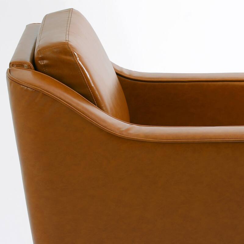 30'' W Vegan Leather/Chenille Swivel Accent Chair with Armrest