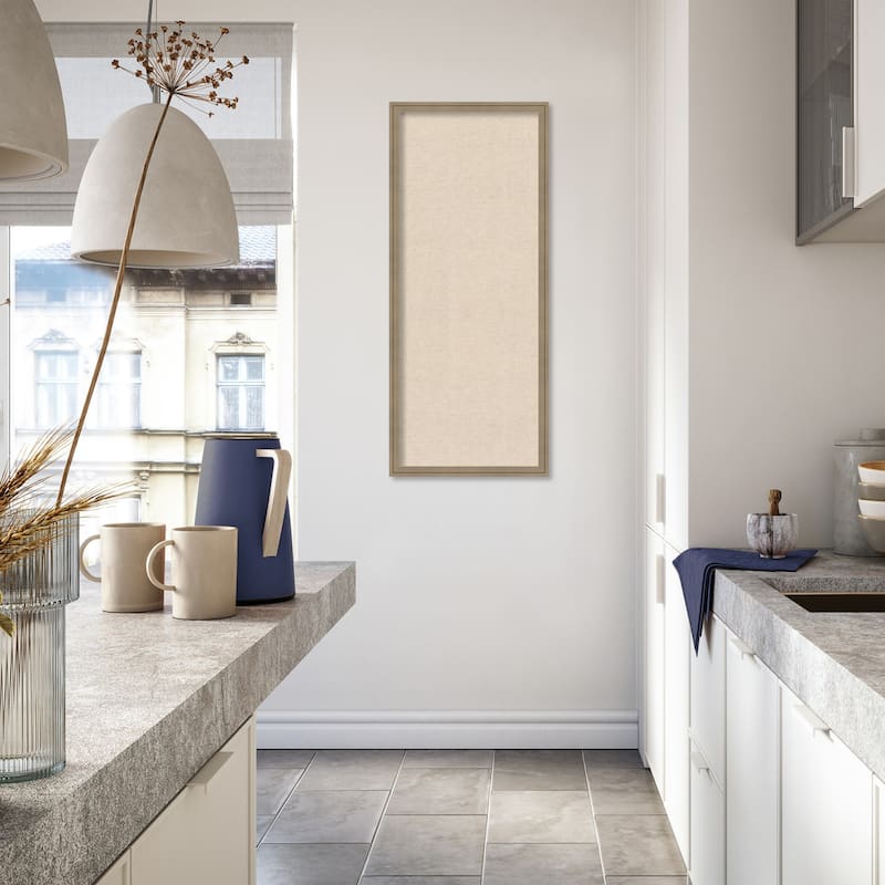 Amanti Art Framed Fabric Pinboard Natural Linen Printed Bulletin Board