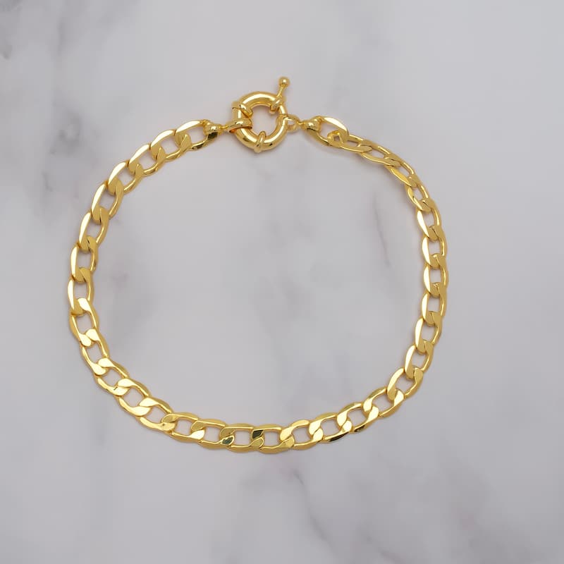 Victoria Townsend Yellow Gold Plated Fkat Figaro Bracelet
