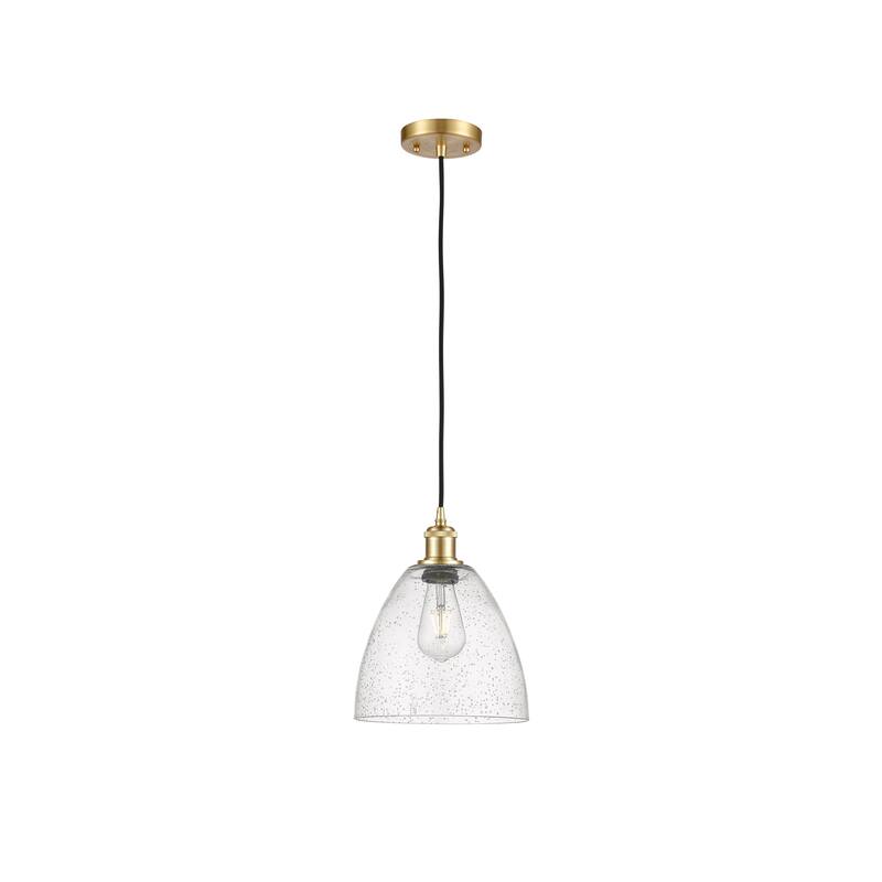 Innovations Lighting Ballston Bristol Glass 1 Light 9" Cord Hung Mini Pendant - Satin Gold/Seedy