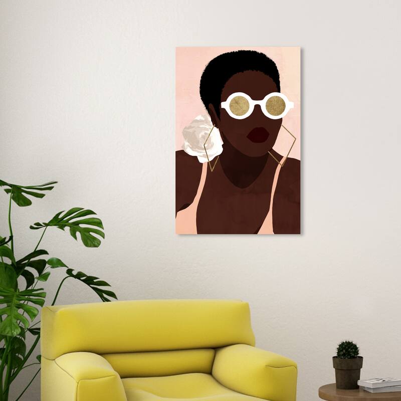 Wynwood Studio Canvas Fashion and Glam Through Gold Colored Glasses Brown and Dark Brown Wall Art Canvas Print - 30 x 20