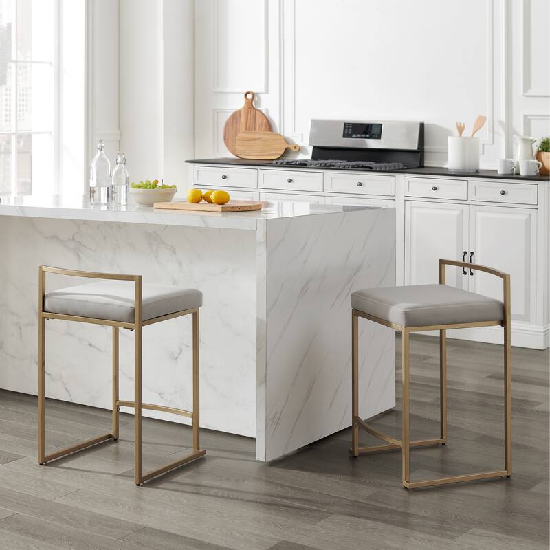 Crosley Harlowe 2Pc Counter Stool Set - 18.75"d x 17.5"W x 28"h - Gray