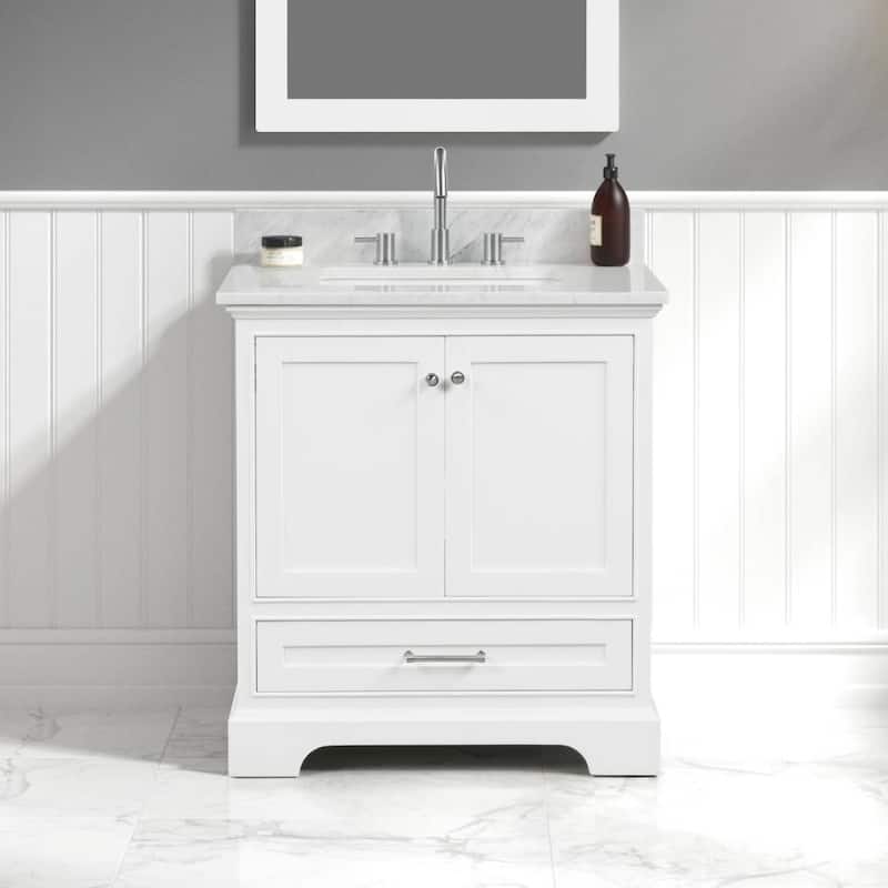 Blossom Copenhagen 30" Bathroom Vanity with Marble Top & Ceramic Sink - MatteWhite
