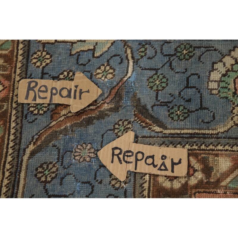 Blue Tabriz Persian Rug Oriental Handmade Wool Carpet - 9'6"x 13'1"