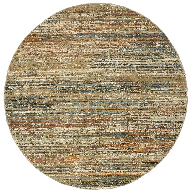 Style Haven Halden Textural Stripes Area Rug - 7'10" Round - Multi/Gold