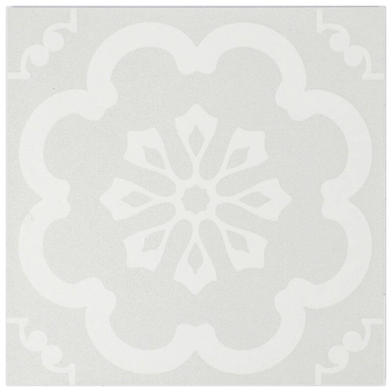 Cruz Bay Studio MKT61121 Felix - 7" x 7" Encaustic Floor and Wall Tile - Greyscale Matte