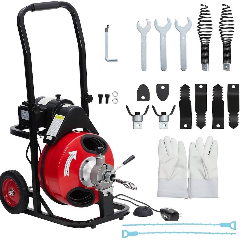 100 FT x 1/2 Drain Cleaner Machine with 370W Motor for 1" to 4" Pipes