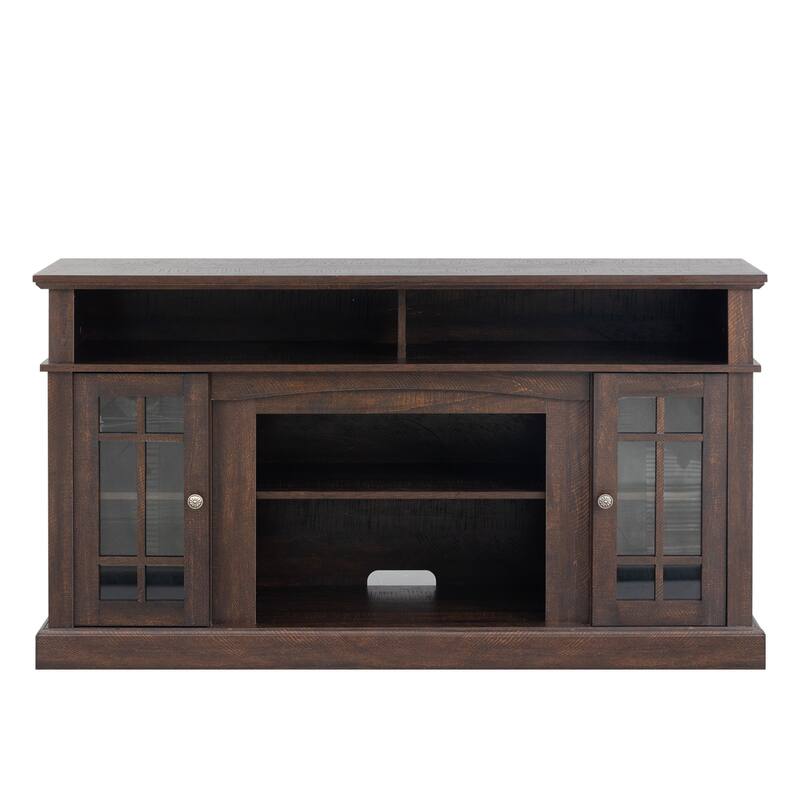 58Inch / 47Inch Fireplace TV Stand Media Furniture With Open Storage Shelves Cabinets TVs Entertainment Table For Living Room - 58in - Brown