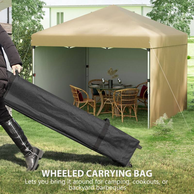 Outsunny 10' x 10' Pop Up Canopy with 3 Sidewalls, Leg Weight Bags and Carry Bag, Height Adjustable Party Tent