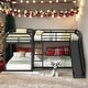 preview thumbnail 2 of 28, Full & Twin Size L-Shaped Bunk Bed with Slide & Short Ladder