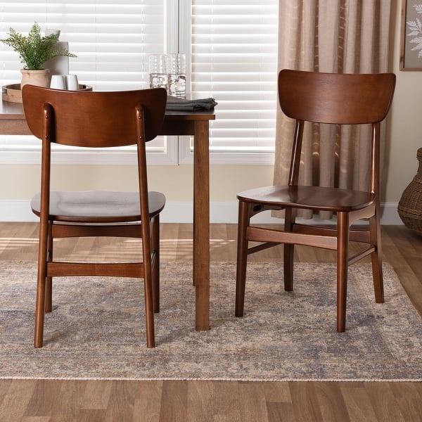 Baxton Studio Netherlands Mid-century Modern Scandinavian Style Dark Walnut Bent Wood Dining Side Chair - Set of 2
