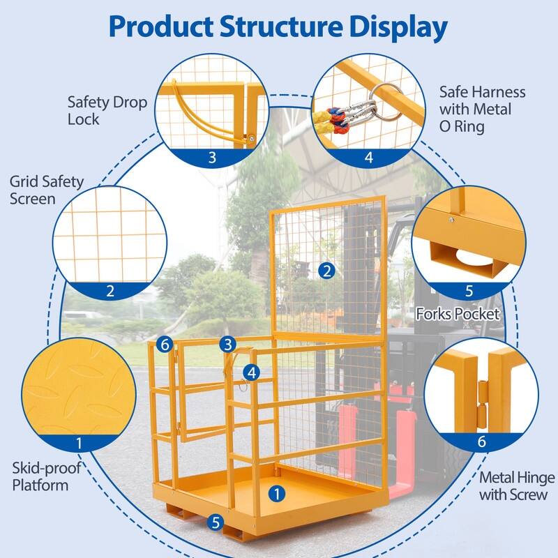 Heavy Duty Steel 43x45in Forklift Basket Man Platform with with Safety Harness & Lock