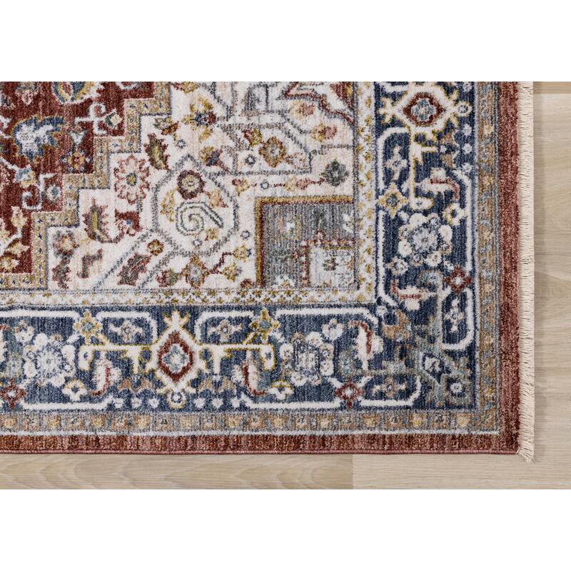 Alpine Rug Co. Red Cream Gold Classic Medallion Area Rug