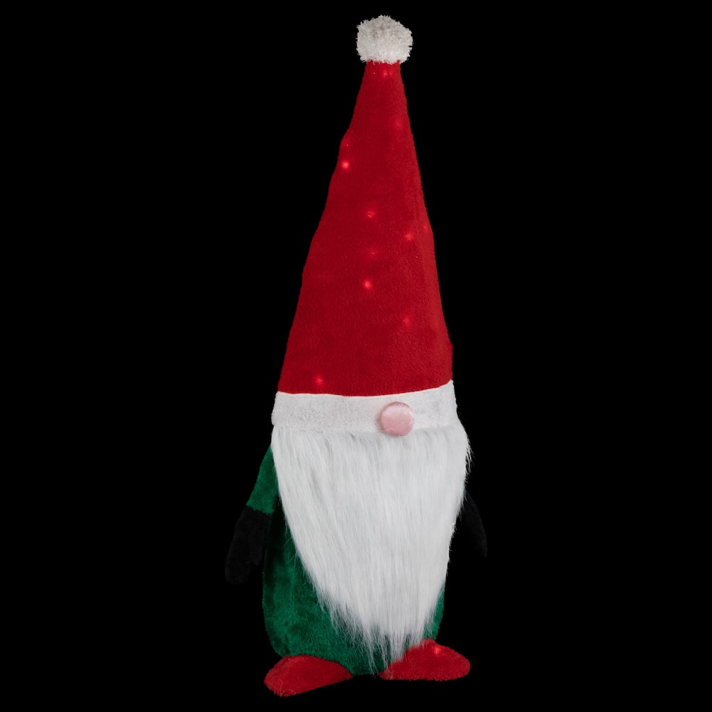 Lighted Red and Green Christmas Gnome Yard Decoration 35-inch - 35"
