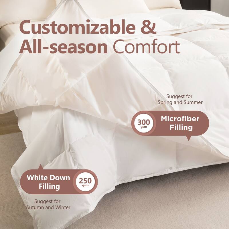 2 in 1 Quilt / Duvet for All Season Down Insert Comforter Set