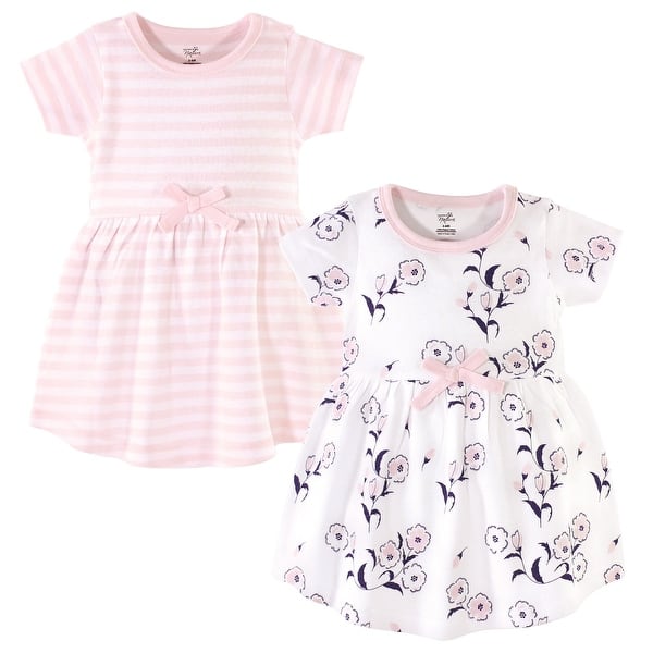 slide 1 of 1, Touched by Nature Baby and Baby Girl Organic Cotton Short-Sleeve Dresses 2pk, Wild Flowers 0-3 Months - Baby Toddler Wild Flowers Short Sleeve