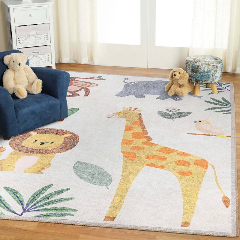 Superior Animal Safari Playroom Non-Slip Kids Indoor Area Rug