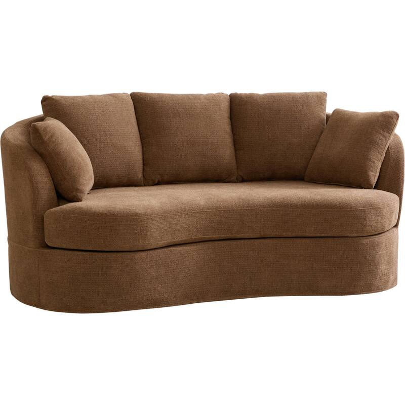 Plush Chenille Curved Lovesofa, Oversized Deep Seat Lounge Sofa, Upholstered Sofa with 4 Removable Cushions for Living Room