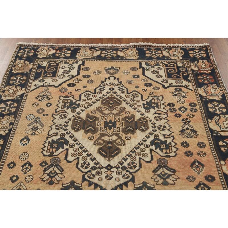 Bakhtiari Persian Vintage Area Rug Handmade Wool Carpet - 5'1" x 9'11"