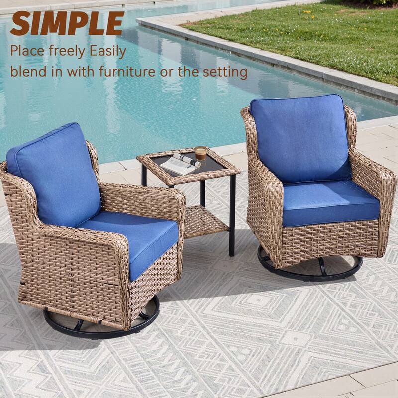 Pocassy Outdoor Patio Swivel Chair Glider Chair with Side Table.