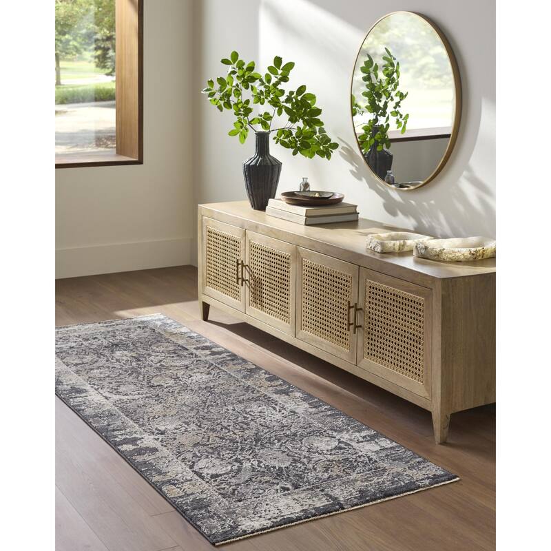 Livabliss Gakko Traditional Area Rug - Black - 6'7" x 6'7"