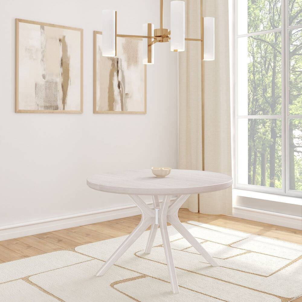 Solid Wood 47" Round Cross Leg Dining Table